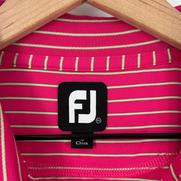 FootJoy Men's Hot Pink Striped Golf Polo xxl monogrammed sscc fj - Picture 2 of 5